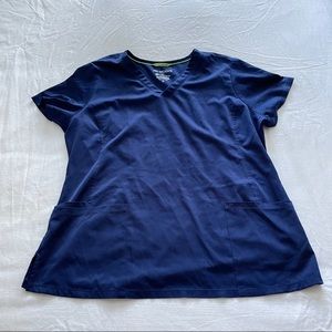 HH Works by Healing Hands Navy V-Neck Scrub Top - XL